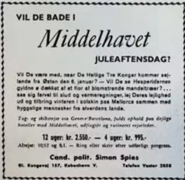 Den første Spies-annonce fra 1956
