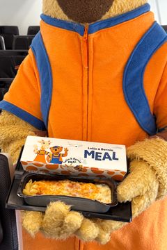 Her bliver den nye børnemenuboks serveret af selveste Lollo. Det hører dog til sjældenhederne, at maskotten står for serveringen ombord.