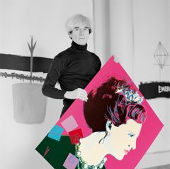 Andy Warhol med portrætte af dronning Margrethe 2.