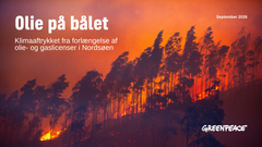 Greenpeace fremlægger i notatet “Olie på bålet” for første gang et estimat af de samlede drivhusgasudledninger, som vil følge af en licensforlængelse for olie- og gasfelterne i Nordsøen.