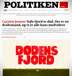 Forfatteren Crasten Jensen har skrevet den gribende begravelsestale for den døende Vejle Fjord i avisen Politiken. Her får du indledningen; vil du læse det hele, skal du betale. Sådan fungerer nyhedsformidlingen i disse tider. Skærmbillede