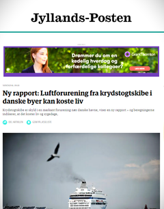 Jyllands-Posten har tidligere sat fokus på sundhedsproblemerne med røgen fra krydstogtskibe. Skærmbillede.