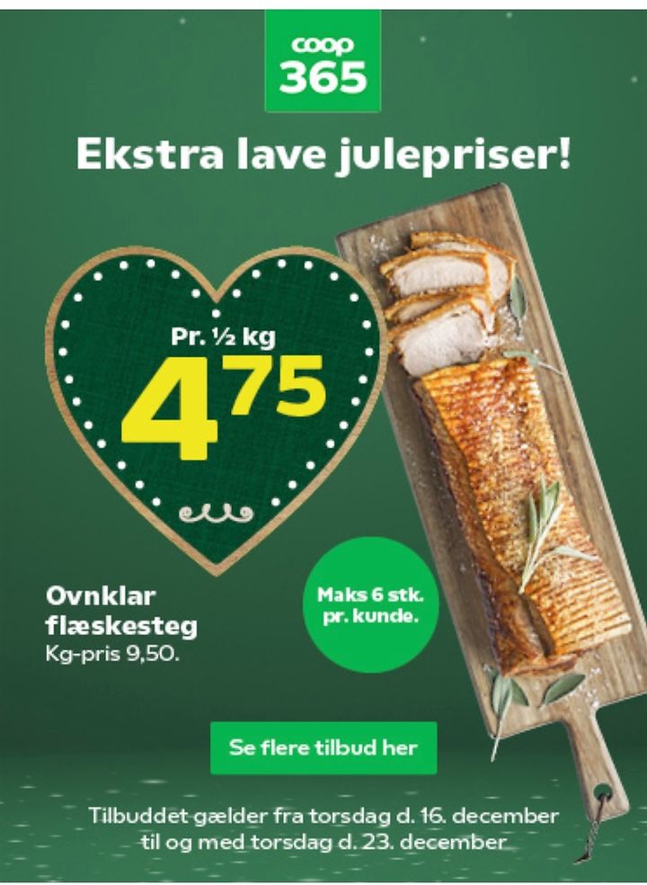 Svinekød foræres nærmest væk til jul, men prisen betaler dyrene. Skærmbillede fra reklameavis