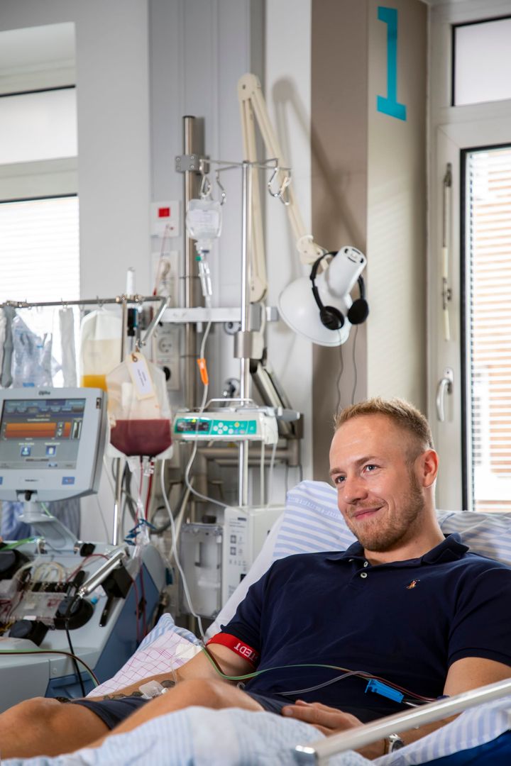 Emil Kaas Møller under sin stamcelledonation