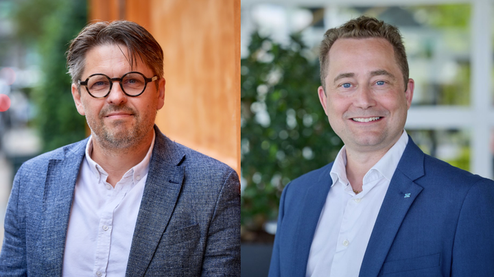 Allan Kortnum, forperson for Danske Erhvervsskoler og -Gymnasier - Lederne, og Peter Faber, bestyrelsesleder for Danske Erhvervsskoler og -Gymnasier - Bestyrelserne