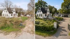 Visualisering: Til venstre ses den oprindelige bolig. Til højre ses en AI-genereret visualisering af en mulig forbedring.