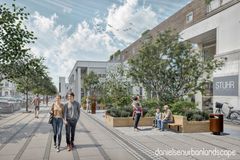 Visualisering af kommende byrum på Jægersborg Allé