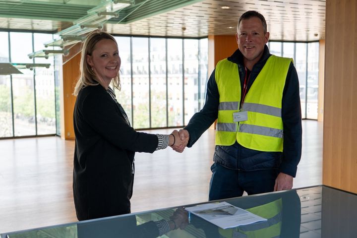 Louise Elling Hansen, projektchef hos Nationalbanken og Jan Borre, afdelingschef i Bravida