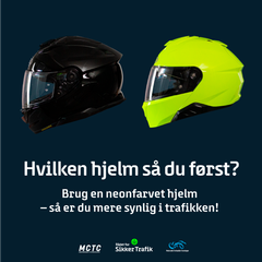 Ny kampagne opfordrer motorcyklisterne til at være mere synlige i trafikken med en neonfarvet hjelm