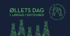 Billede af "Øllets Dag" webbanner med flasker og glas illustreret i tekstmønstre.