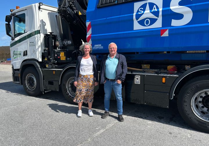 Susanne Gravgaard, logistikansvarlig i region Vest i Stena Recycling, og Per Ørum Jensen, CEO i vognmandsfirmaet Per Ørum Jensen A/S.
