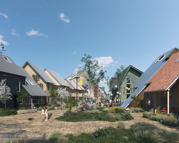 Visualisering af, hvordan kvarteret i Travbyen kommer til at se ud.