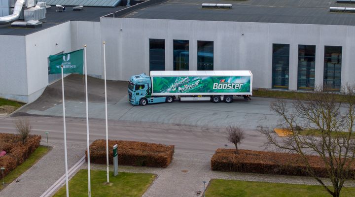 El-lastbil ved Royal Unibrew i Faxe, Danmark