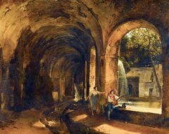 Maleri: "En grotte i Mæcenas villa i Tivoli", Franz Ludwig Catel