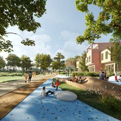 Visualisering af tætlav og park i det nye Fremtidens Brøndby Strand