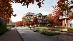 Visualisering af etagebyggeri i det nye Fremtidens Brøndby Strand