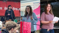 Fra venstre: Jesper Dyhrberg, politisk leder for SF Ungdom, Anastasia Milthers, landsforperson for Radikal Ungdom, Sarah Abildskov, forkvinde for Rød-Grøn Ungdom