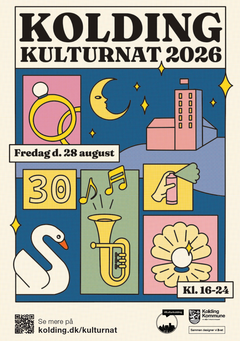 Årets vinderplakat for Kolding Kulturnats 30-års jubilæum lavet af Ida Agnete Storgaard Christensen.