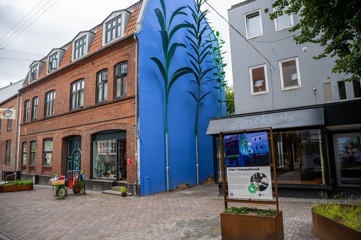 Urteskulptur på gavlvæg