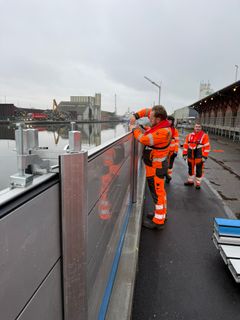 Den mobile højvandssikring ved Kolding Havn kommer i spil hvis DMIs prognoser holder stik.