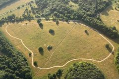 Luftfoto af området, hvor den 6 hektar store badesø skal ligge.