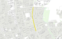 Asfaltarbejdet bliver udført på strækningen markeret med gul