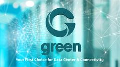 Green logo in a data center