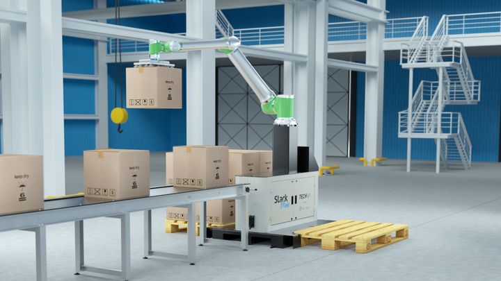 Den nye StackMate forener softwareplatformen D:PLOY fra OnRobot med Schneider Electrics nyeste 20 kg-cobot.