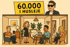 LifeX opdeler lejligheder i værelser og lejer dem ud med særlige services inkluderet. Den samlede månedlige leje – betalt af fem lejere – kan dermed løbe op i cirka 60.000 kroner. Tegning: AI.