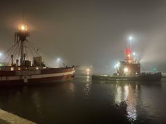 Fyrskibet forlader Hvide Sande på vej mod Helsingør.