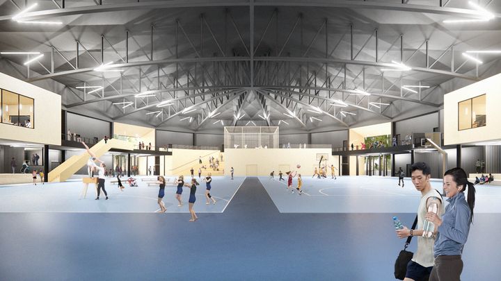 Sportsforum set inde fra den kommende hal.