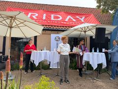 Demokrativærnet lanceres på Folkemødet på Bornholm 2026. Fra venstre: Rikke Ramm Eberlein, Head of CSR, Corporate Affairs Lidl DK, Annette Juhler Kjær, vicedirektør Demokrativærnet, Nina Palesa Bonde, Programchef for Ytringsfrihed Tænketanken Justitia, Maj Ellegaard Bechmann, Udviklingsdirektør Demokrativærnet