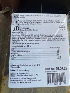 Eksempel på bagsideetiket