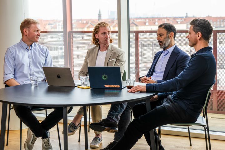 Left to right:Image of Michael Karlsen, Co-founder, Onomondo; Henrik Aagaard, CTO & Co-founder, Onomondo; Ralph Choufani, Co-Founder & Partner, Aspirity Partners; Rasmus Jensen, CEO, Onomondo