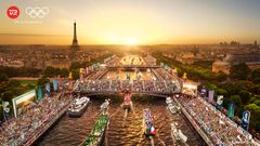 OL-åbningen i Paris foregår denne gang ved, at atleterne sejler gennem den franske hovedstad. (Foto: TV 2)