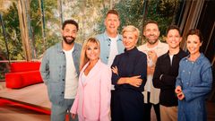 Andrew Moyo, Michèle Bellaiche, Steen Langeberg, Louise Wolff, Mikkel Kryger, Rasmus Staghøj og Lise Rønne. (Foto: TV 2)
