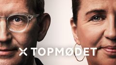 Troels Lund Poulsen og Mette Frederiksen mødes i direkte politisk valgdebat i 'Topmødet' med Cecilie Beck søndag 8. marts. (Foto: TV 2)