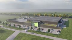 Ny fabrik i Fredericia - skitse set fra vest