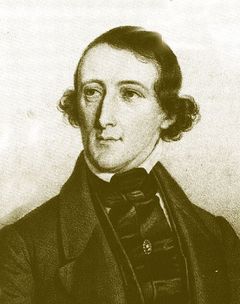 Choreographer and Balletmaster August Bournonville. Lithograph by Emil Baerentzen 1841