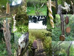 Billedcollage af forskellige dele af sansestien.