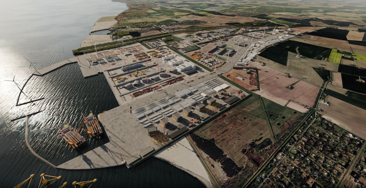 Illustration af industripark i Rødbyhavn