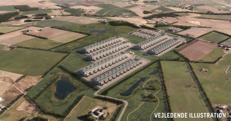 Her ses en foreløbig visualisering af det mulige datacenter ved Tinghøj. Det er ikke sikkert, at det er sådan, datacentret kommer til at se ud, hvis det bliver opført.