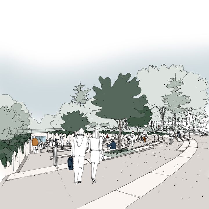 Et af tiltagene i projektet Næste Station er en trappe på den vestlige side af stationen, der skal være en indbydende ankomst til Vojens Station.