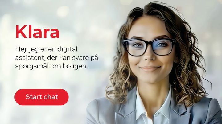 Klara er navnet på homes nye AI-assistent, som skal gøre det lettere at købe og sælge bolig – med svar døgnet rundt og intelligent sparring om boligkøb og boligsalg direkte på home.dk. Foto: home, AI-genereret