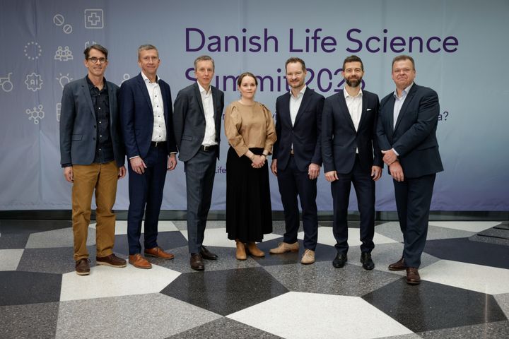 Fra venstre: Jesper Grønbæk Health Tech Hub Copenhagen,  Michael Palne	Siemens Healthcare A/S, Søren Nielsen	Demant A/S, Karen Skjerbæk	Jørgensen Trifork Public A/S,  Christof Bischoff AstraZeneca A/S,  Peder Søgaard DI, Henrik Jespersen Systematic A/S
