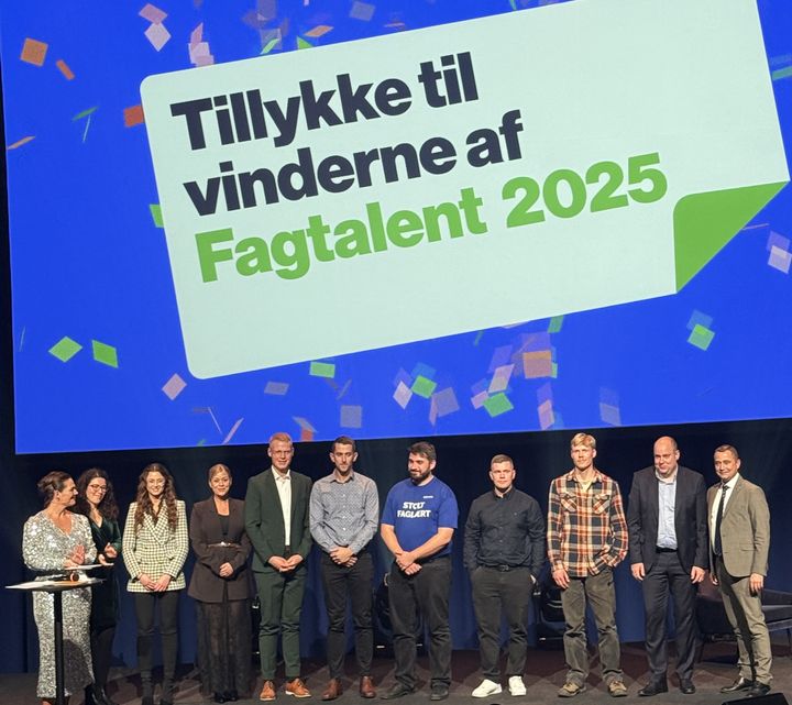 Vinderne af Fagtalent 2025 blev hyldet på scenen til prisuddelingen i Falkonersalen på Frederiksberg.
