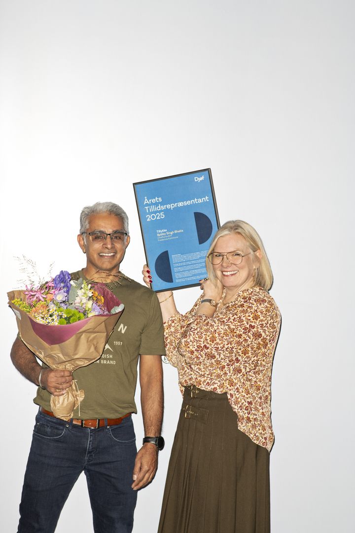 Bobby Singh Bhatia, Djøfs Årets Tillidsrepræsentant og Johanne Nordmann, formand for Djøf Offentlig