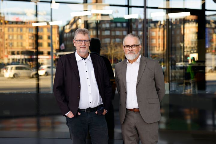 Claus von Elling, formand for 3F Byggegruppen og Rasmus Brandt Lassen, branchedirektør i DI Byggeri.