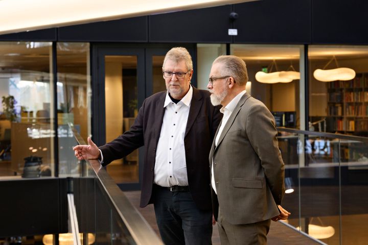 Claus von Elling, formand for 3F's byggegruppe og Rasmus Brandt Lassen, branchedirektør i DI Byggeri.