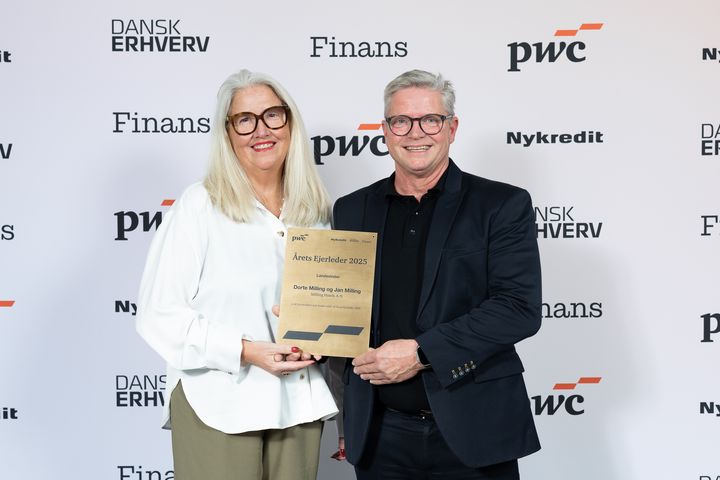 Dorte og Jan Milling fra Milling Hotels A/S, Årets Ejerleder 2025.
